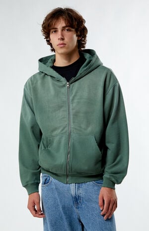 Green Heavyweight Spray Full Zip Hoodie image number 1