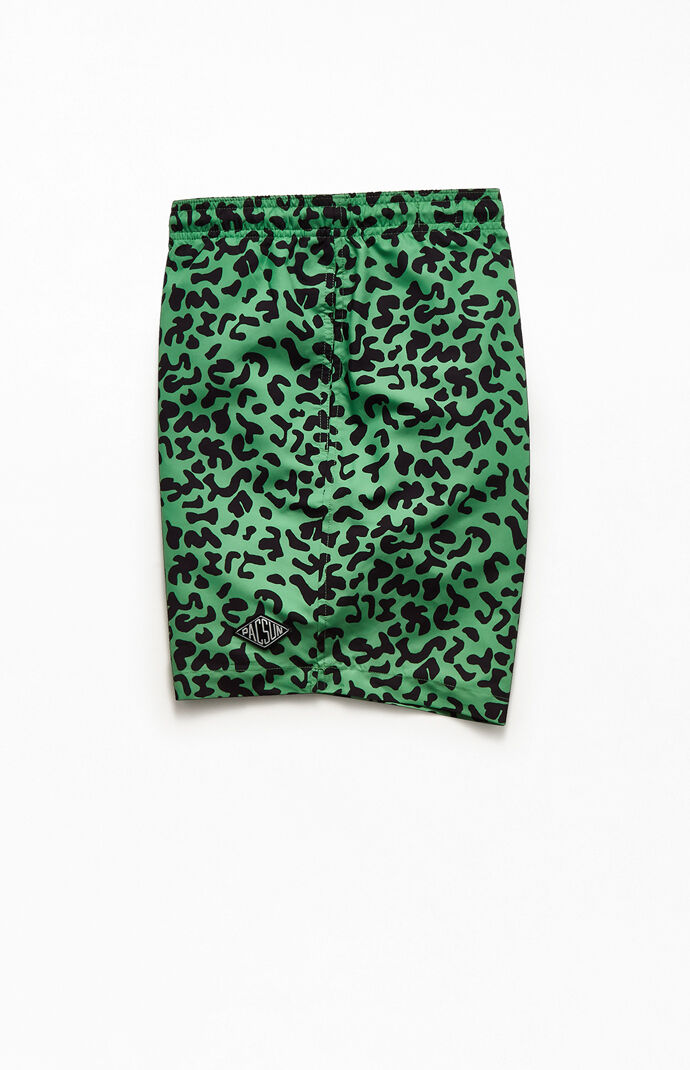 Green Cheetah 17" Swim Trunks