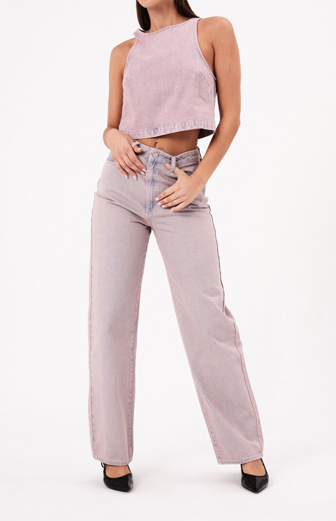 ABRAND Dirty Pink Carrie High Waisted Baggy Jeans