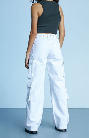 White '90s Baggy Cargo Pants image number 4