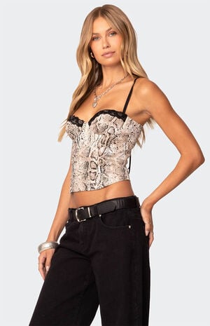 Snakeskin Denim Corset image number 3