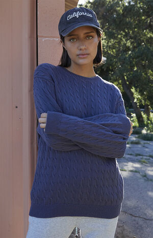 Navy Brianna Cable Knit Sweater image number 1