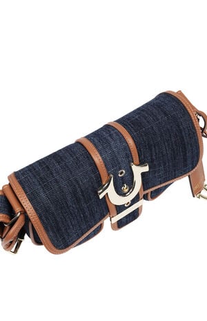 Dark Denim Double Pocket Satchel Bag image number 8