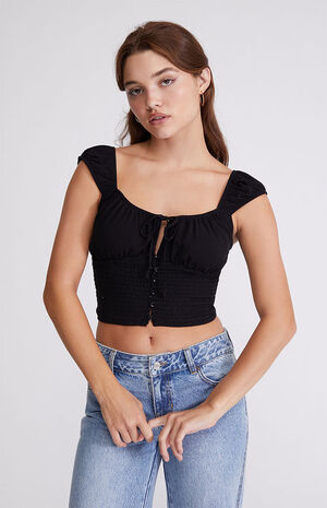 Smocked Button Down Top image number 1