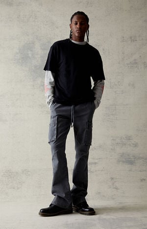 Stretch Canvas Gray Slim Boot Cargo Jeans image number 1