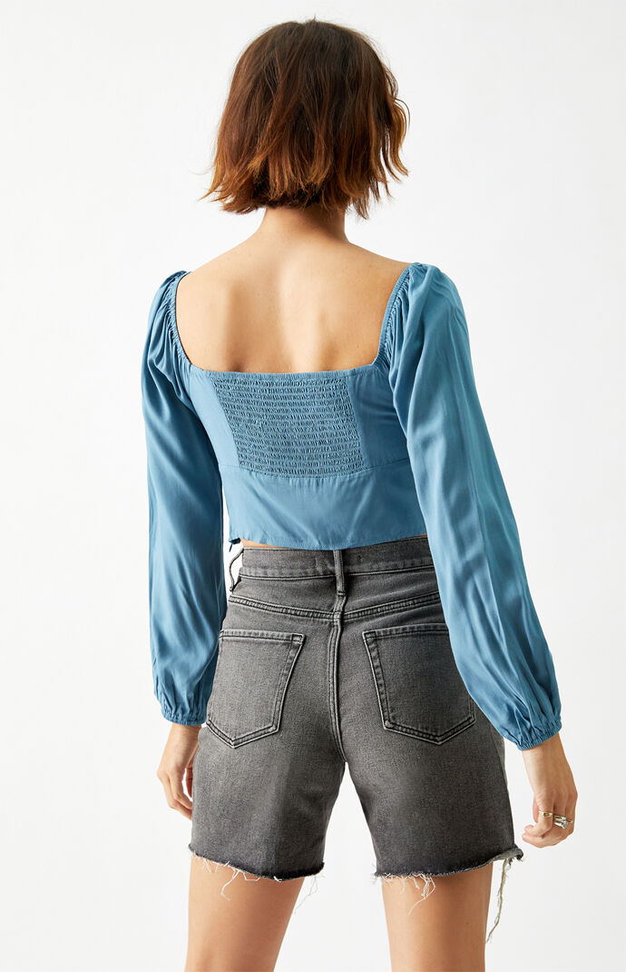 Long Sleeve Shirred Bodice Top