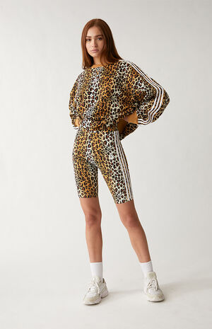 Leopard 3-Stripe Biker Shorts image number 4