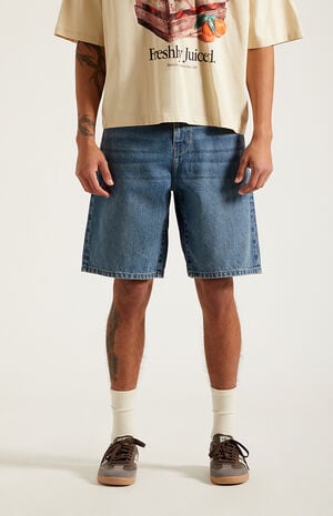 Medium Blue Baggy Denim Shorts image number 3