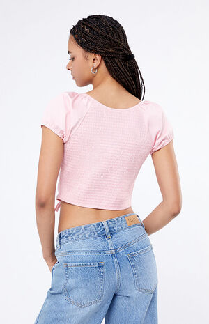 Short Sleeve Button Up Bustier Top image number 3