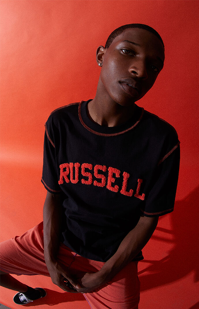 A AP WORLDWIDE x Russell Athletic Black Logo T Shirt PacSun