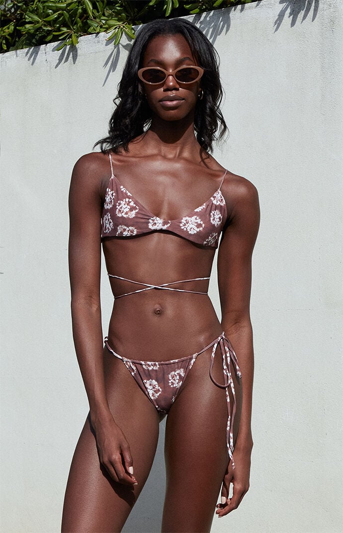 Stone Fox Brown & White Ines Bralette Bikini Top