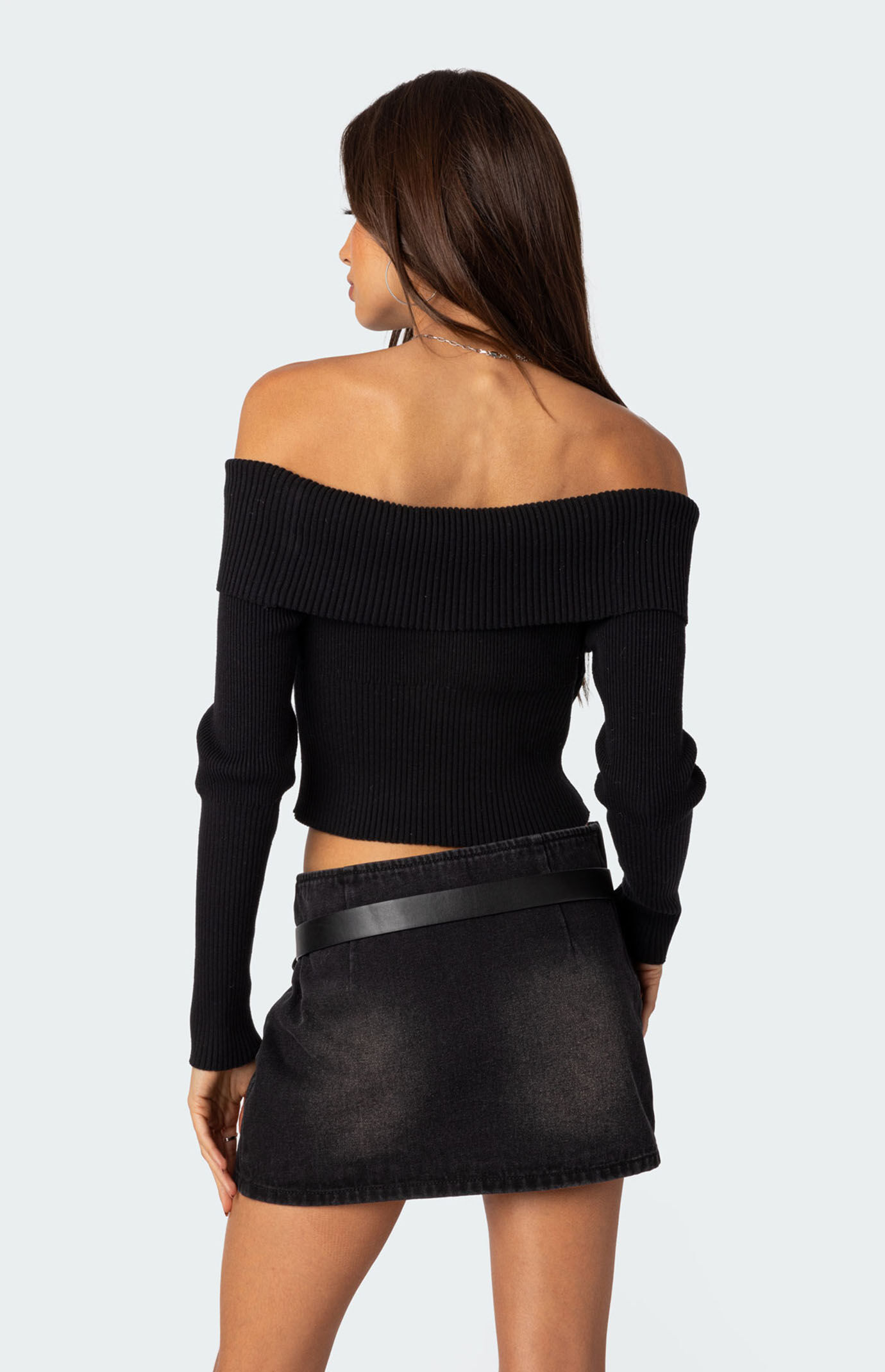 Edikted Fold Over Double Zip Knit Top PacSun