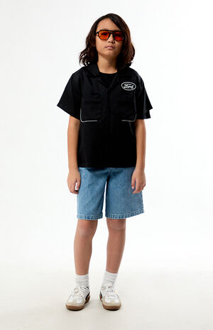 Kids Pick Stitch Cropped Camp Shirt image number 5