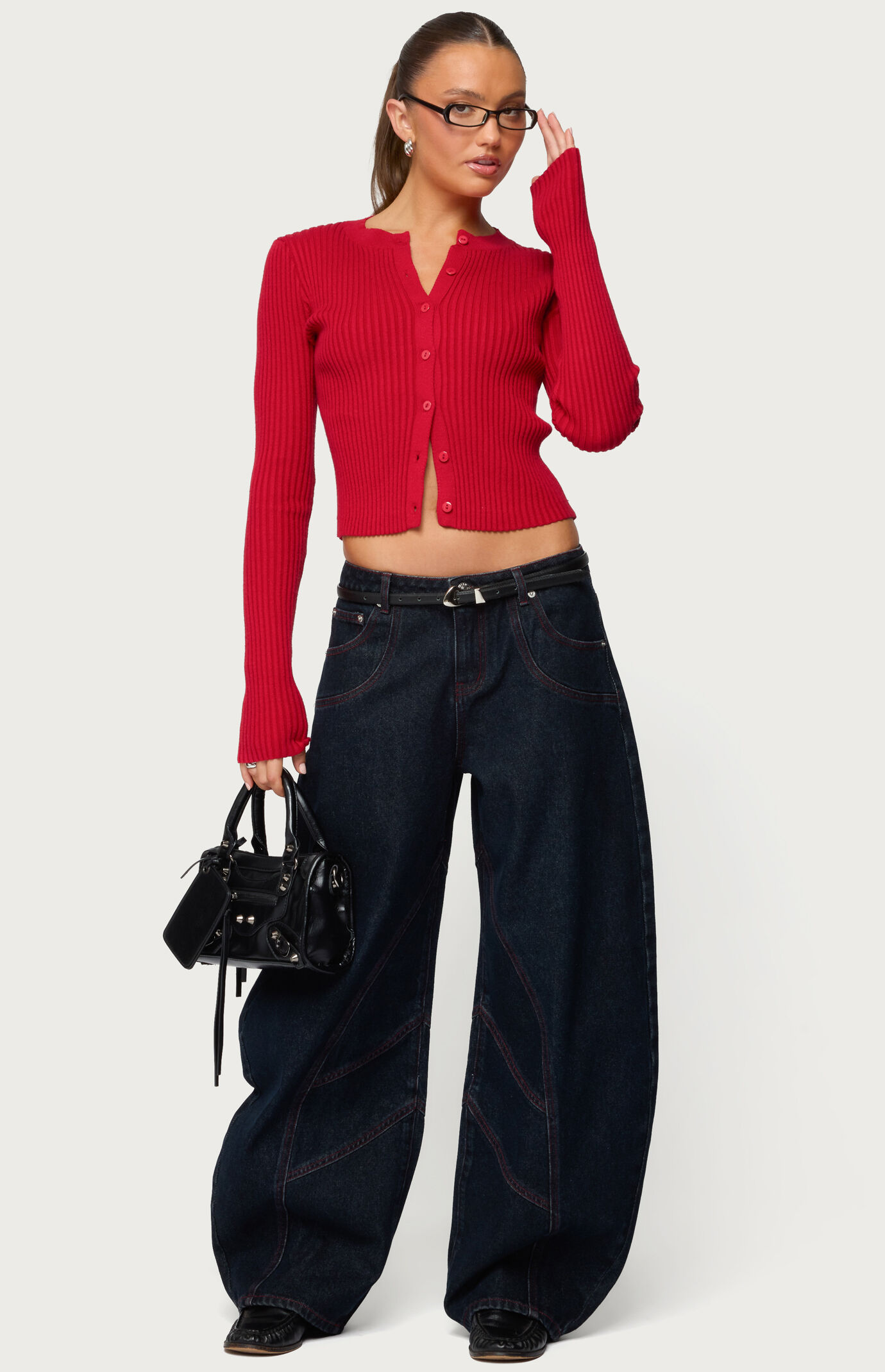 Edikted Double Pocket Low Rise Barrel Jeans