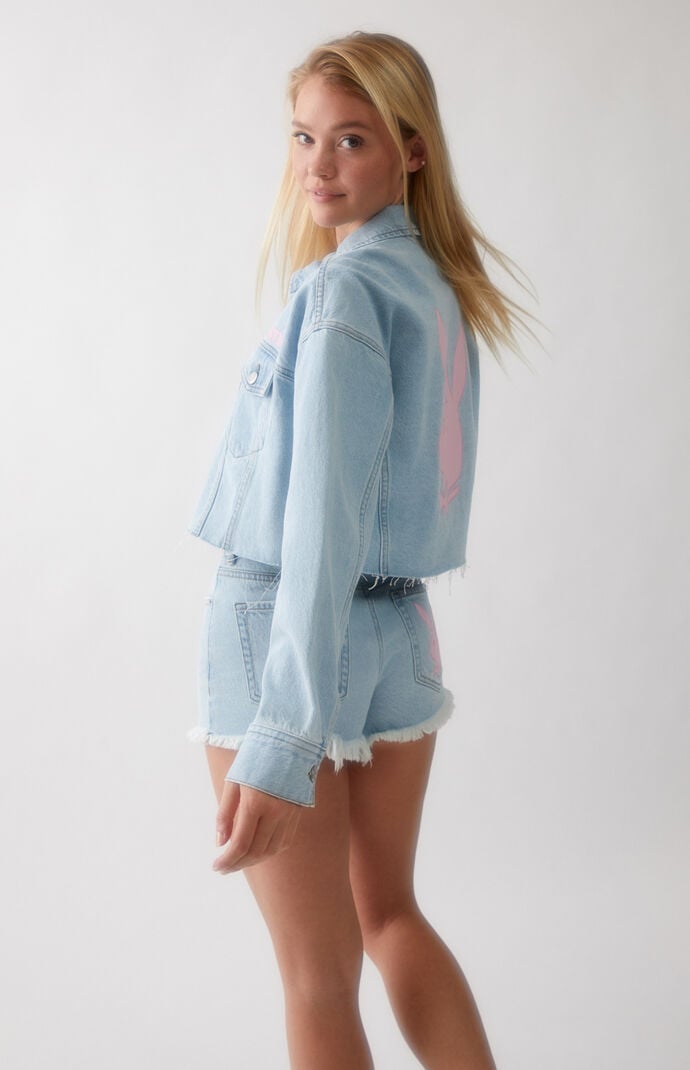 By PacSun Pink Bunny Cropped Trucker Jacket