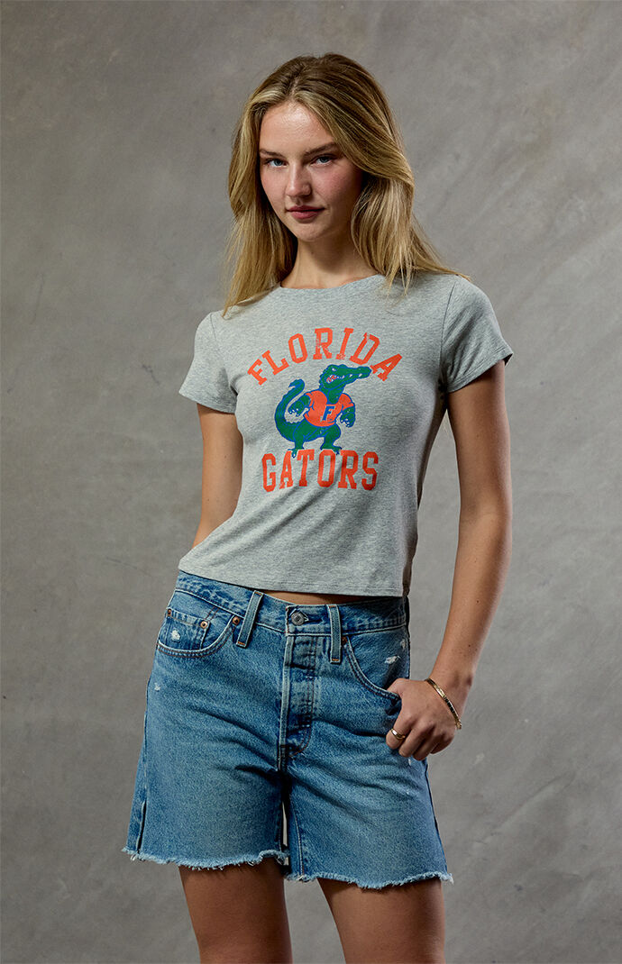 Wild Collective Women's Florida Gators Skimmer T-shirt In Heather Gray