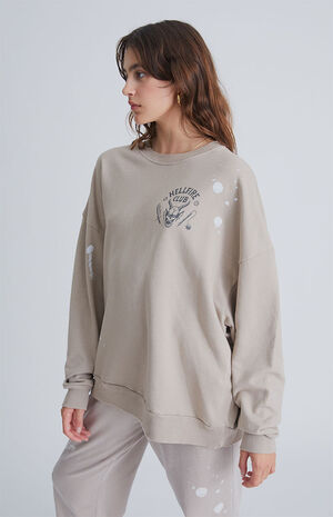 Beige Hellfire Club Oversized Sweatshirt image number 3