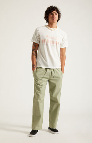 Olive Straight Leg Linen Pants image number 6