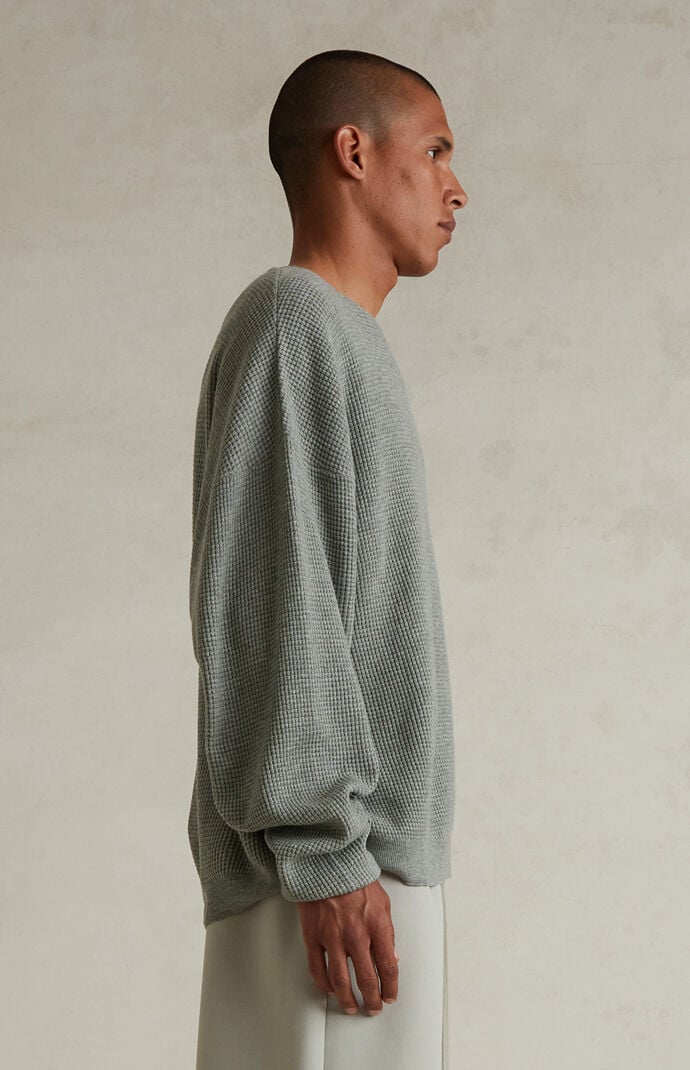 Fear of God ESSENTIALS Concrete Heather Waffle Knit Long Sleeve T-Shirt
