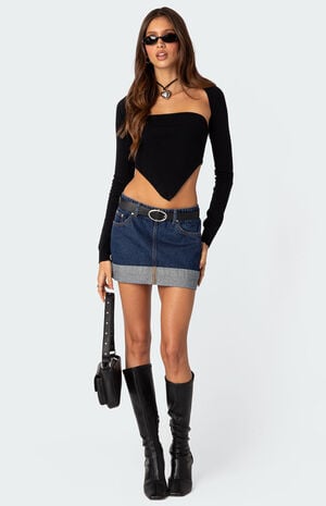 Off Duty Folded Denim Mini Skirt image number 5