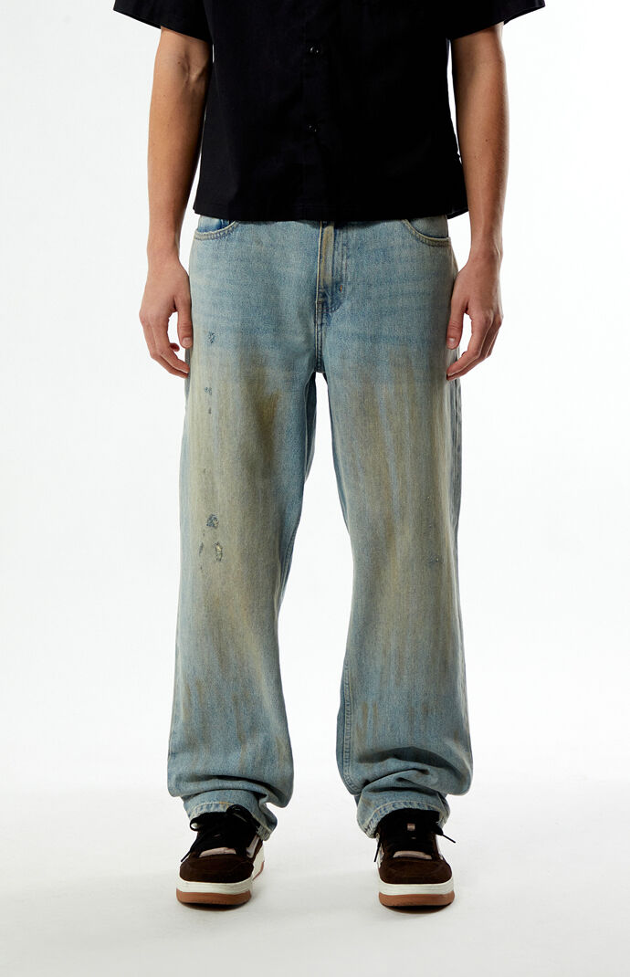 GUESS Originals Medium Blue Distressed Baggy Jeans