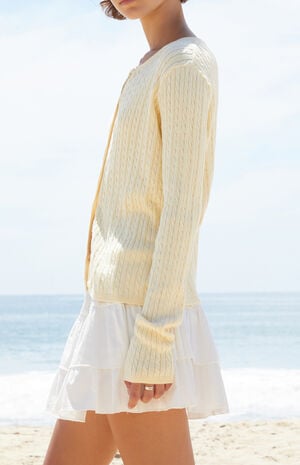 Yellow Zoe Cable Knit Cardigan image number 3