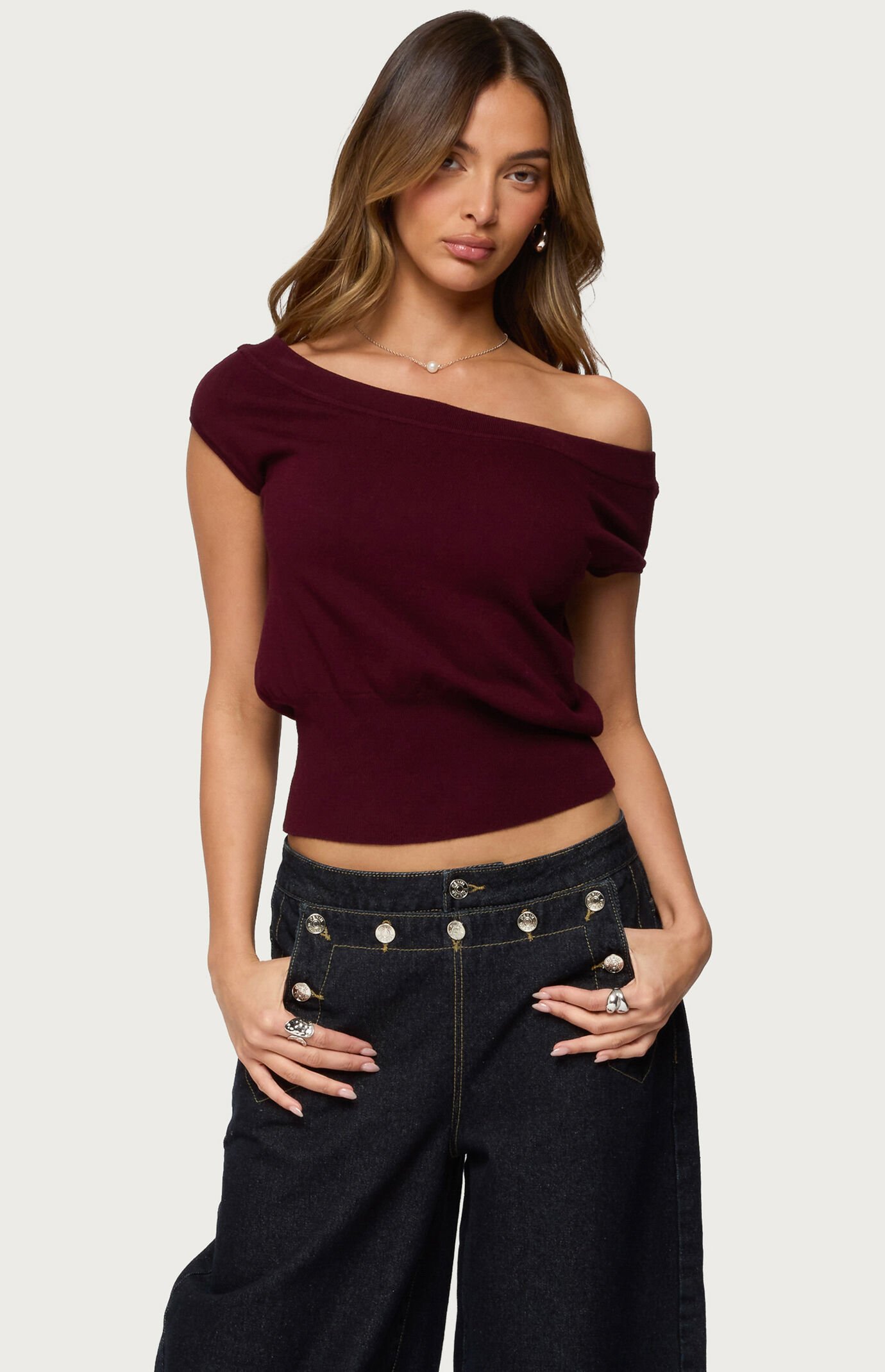 Edikted Michaela Off Shoulder Knit Top