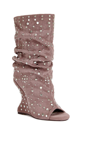 Women's Naomani Pink Curved Wedge Booties image number 2