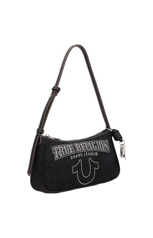 Bling Logo Black Denim Shoulder Bag image number 2