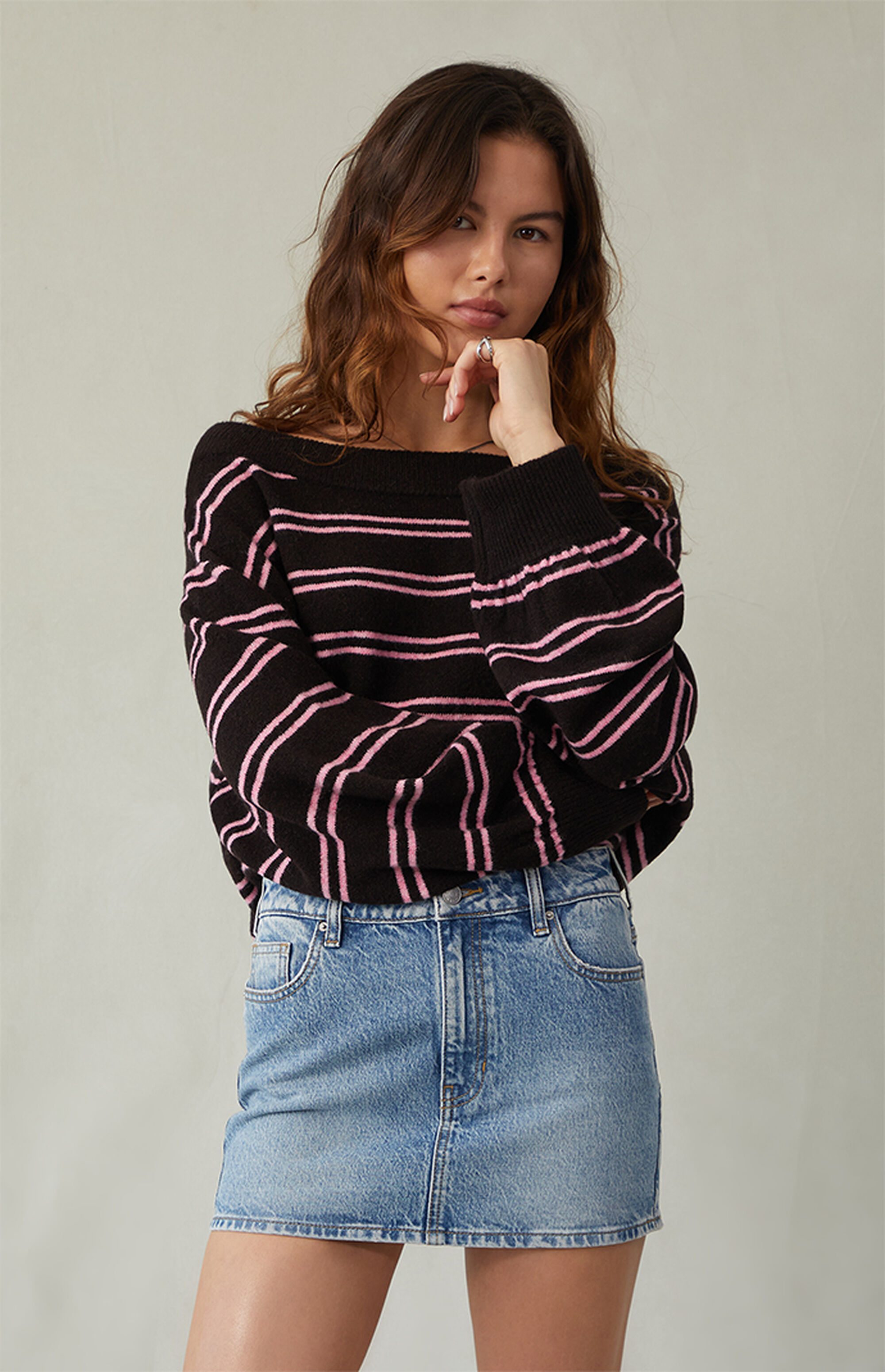 PacSun Light Blue Stretch Mid Rise Denim Mini Skirt PacSun