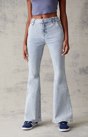 Light Blue Mid Rise Bootcut Jeans image number 3