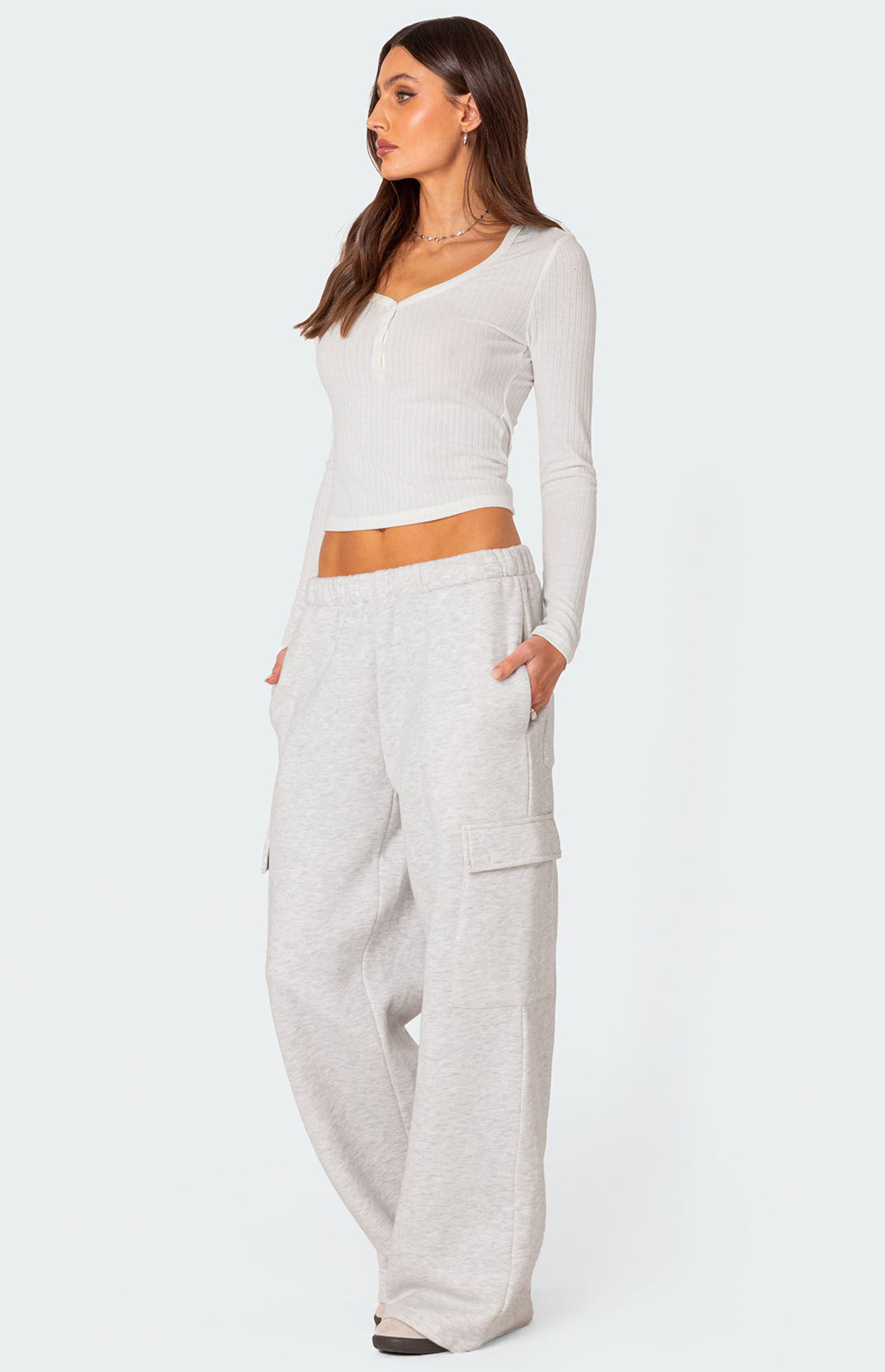 Edikted Wide Leg Cargo Sweatpants