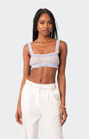 Gabi Ruffle Sheer Lace Bralette image number 1