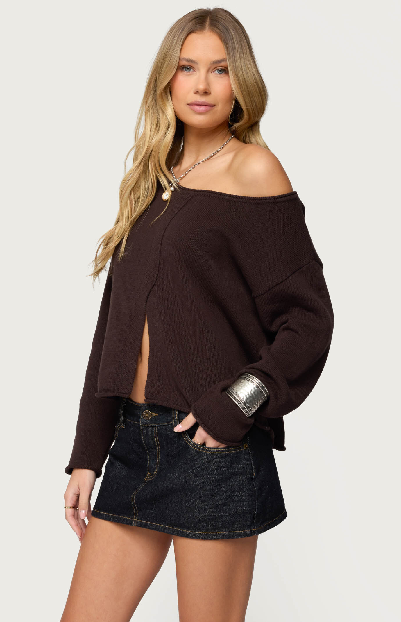 Edikted Moyra Off Shoulder Knit Top