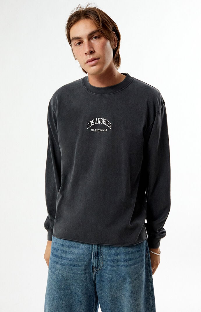 Pacsun Washed Black Los Angeles Embroidered Long Sleeve T-Shirt
