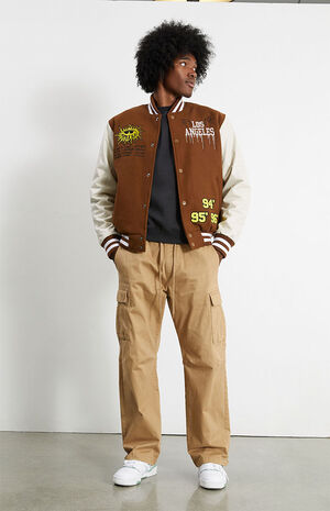 Khaki Cotton Baggy Cargo Pants image number 1
