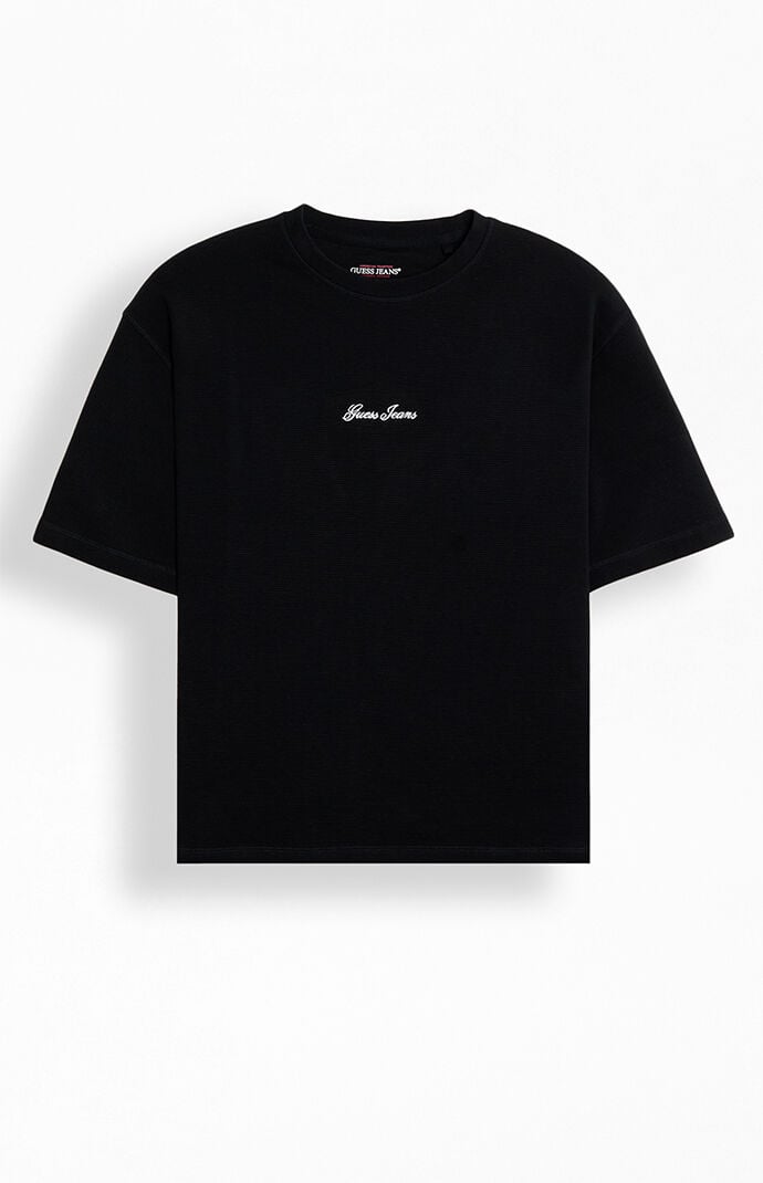 Guess Jeans Embroidered Logo Boxy Cropped T-Shirt