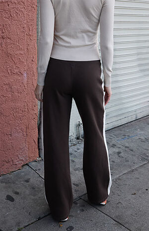 Brown Hilary Side Stripe Yoga Baggy Sweatpants image number 3