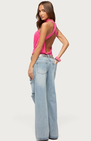 Maise Backless Cowl Neck Crisscross Top image number 4
