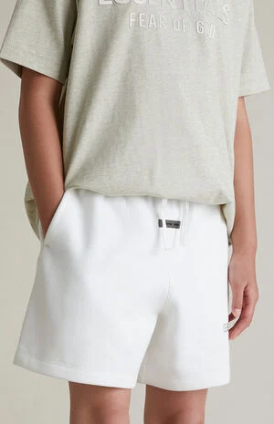 Kids Cloud White Fleece Soccer Sweat Shorts image number 5