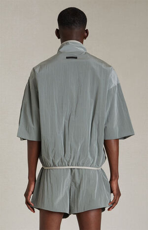 Seal Crinkle Nylon Half Zip Mock Neck Shirt image number 3