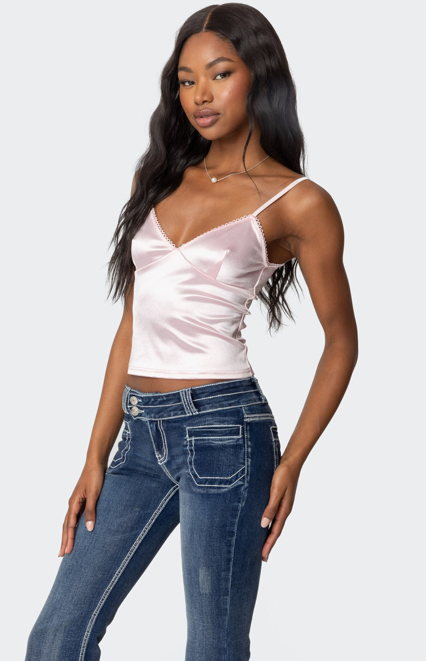 Edikted Amelie Satin Effect Tank Top | Pacsun