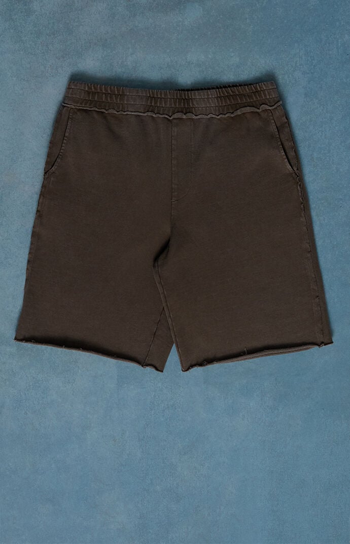 Pacsun Washed Brown Fleece Raw Baggy Sweat Shorts