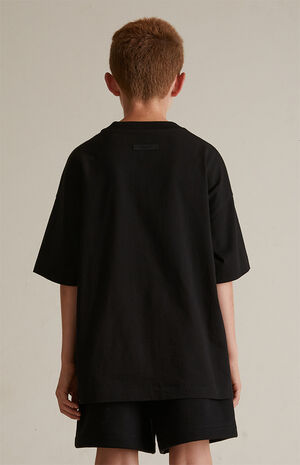 Kids Black Crew Neck T-Shirt image number 4
