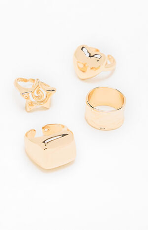 4 Pack Chunky Statement Rings image number 1