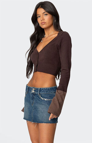 Color Block Flared Sleeve Cardigan image number 3