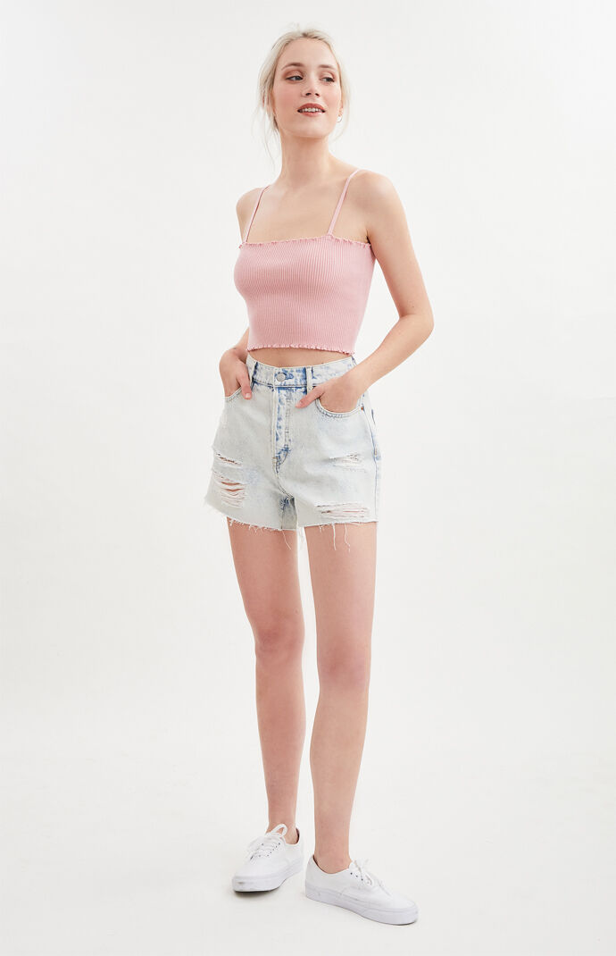 Capri Blue Denim High Rise Icon Shorts
