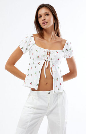 Strawberry Pointelle Top image number 1