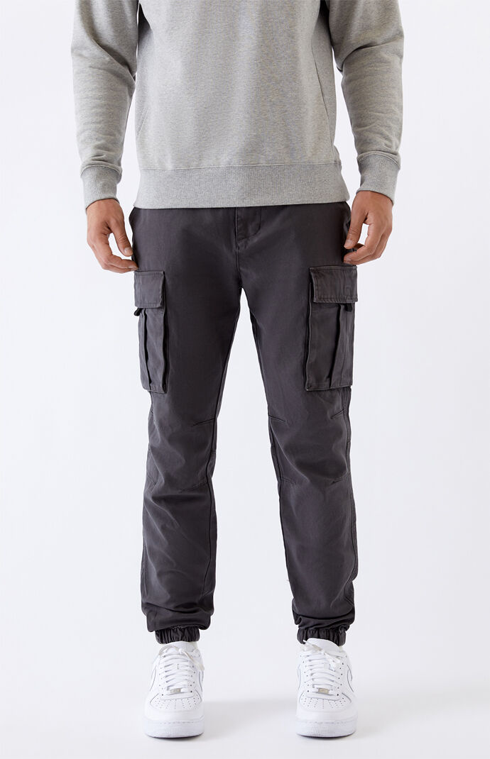 Washed Black Slim Cargo Jogger Pants