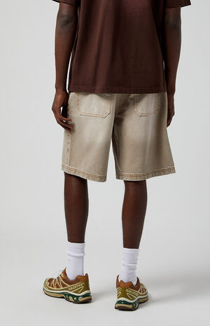 Khaki Baggy Denim Shorts image number 5